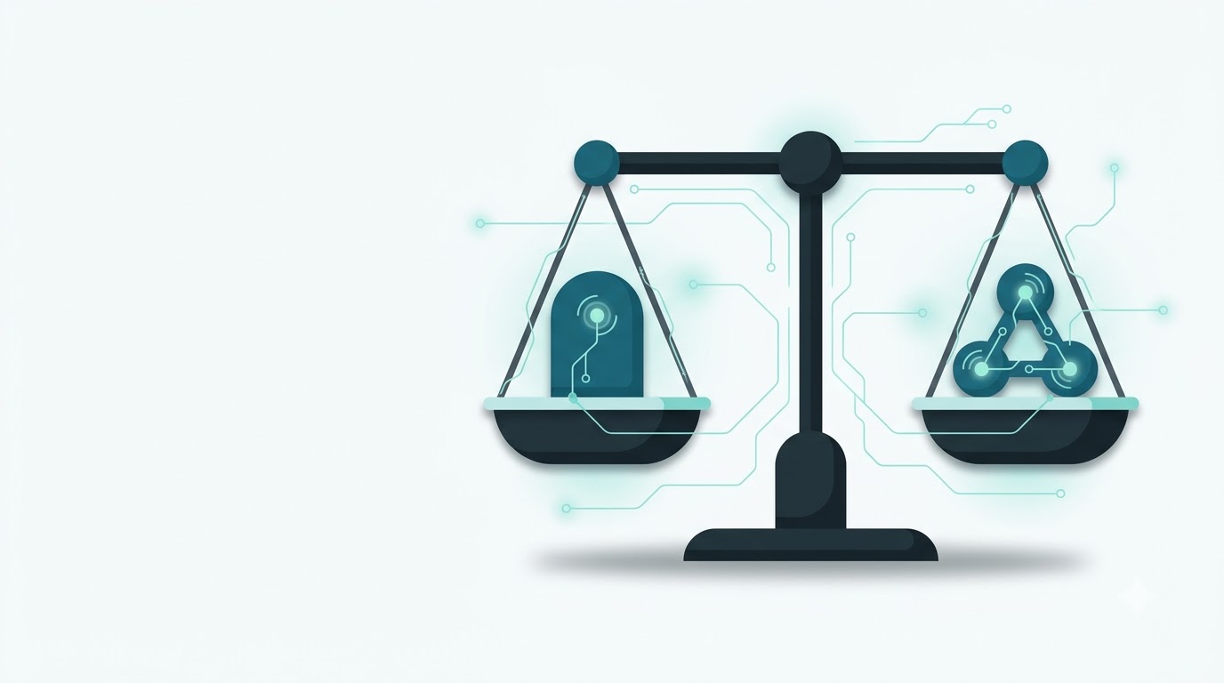 Balance scale comparing one in-house hire with a connected team of white label specialists.